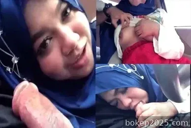 Blowjob Tante Jilbab di Mobil